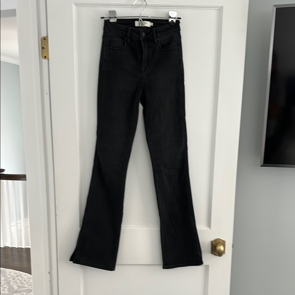 Hidden Black Flared Slit Ankle Jeans